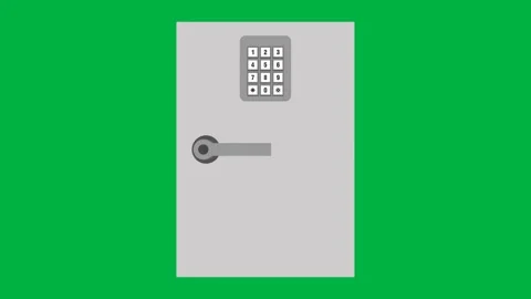 Animated steel safe box opened with code button Stock Footage 301551570