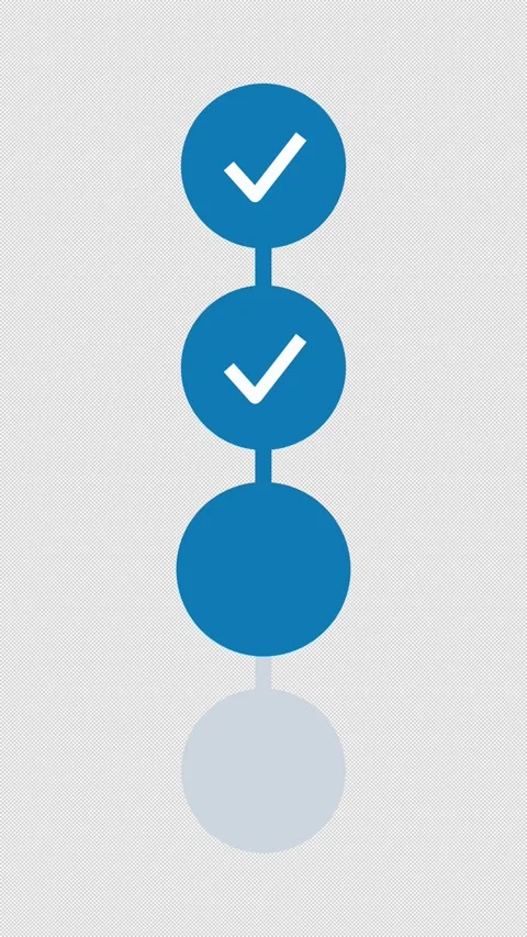 Animated Step Progress Checklist 4 Cyan Overlay Alpha 4K Vertical 9x16 Light Vídeos de archivo 339507971