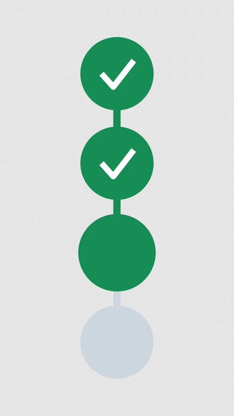 Animated Step Progress Checklist 4 Green Overlay Alpha 4K Vertical 9x16 Light Vídeos de archivo 339507978