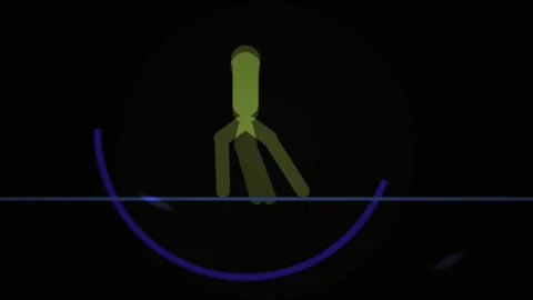 Animated stick figure moving along curve. Video stock 335104443