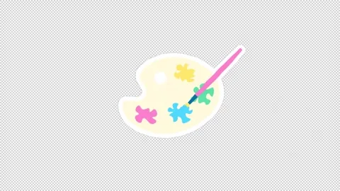 Animated sticker palette with brush. Alpha channel Stock Footage 304112962