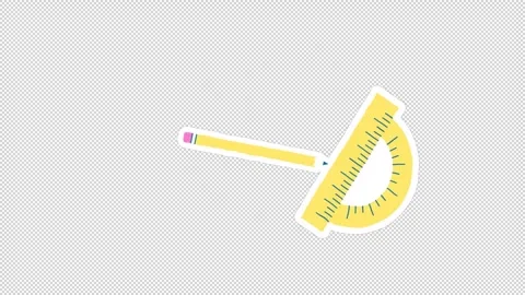 Animated sticker protractor with pencil. Alpha channel Video stock 304573705