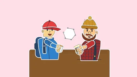 Animated Sticker Of Two Cartoon Men Clinking Beer Glasses And Cheering Video stock 341267183
