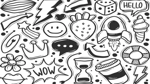 Animated Stickers and Doodles Background. Pattern Animated Background Video stock 305164313