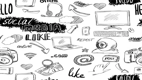 Animated Stickers and Doodles Background. Pattern Animated Background Vídeos de archivo 305164326