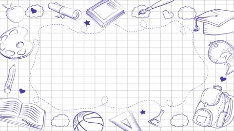 Animated Stickers and Doodles Background. Pattern Animated Background Stock Footage 305164415
