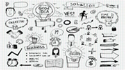 Animated Stickers and Doodles Background. Pattern Animated Background Stock Footage 305164448