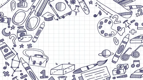 Animated Stickers and Doodles Background. Pattern Animated Background Stock Footage 305164544