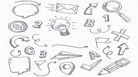 Animated Stickers and Doodles Background. Pattern Animated Background Stock Footage 305164548