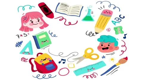 Animated Stickers and Doodles Background. Pattern Animated Background Vídeos de archivo 305164558