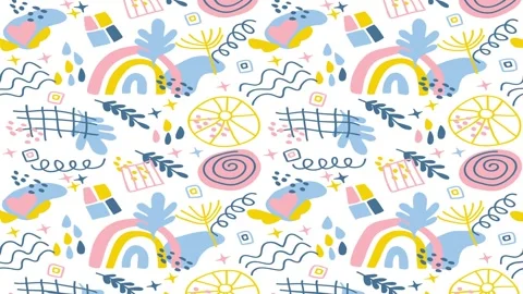 Animated Stickers and Doodles Background. Pattern Animated Background Stock Footage 305164596