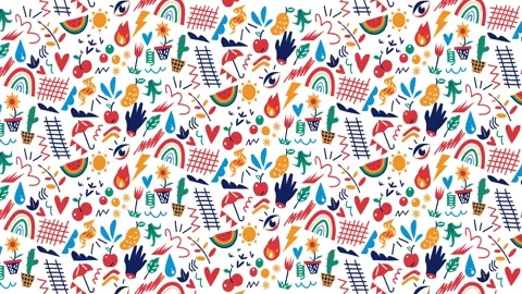 Animated Stickers and Doodles Background. Pattern Animated Background Stock Footage 305164599