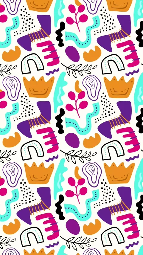 Animated Stickers and Doodles Background. Pattern Animated Background Stock Footage 305164614