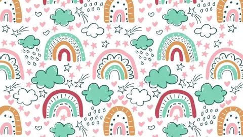 Animated Stickers and Doodles Background. Pattern Animated Background Stock Footage 305164627