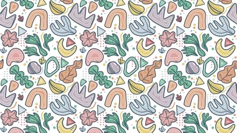 Animated Stickers and Doodles Background. Pattern Animated Background Stock Footage 305164638