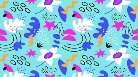 Animated Stickers and Doodles Background. Pattern Animated Background Stock Footage 305164713