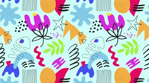 Animated Stickers and Doodles Background. Pattern Animated Background Stock Footage 305164729