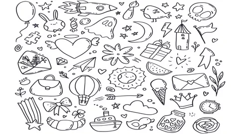 Animated Stickers and Doodles Background. Pattern Animated Background Stock Footage 305164750
