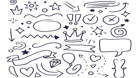 Animated Stickers and Doodles Background. Pattern Animated Background Stock Footage 305164773