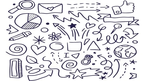Animated Stickers and Doodles Background. Pattern Animated Background Stock Footage 305164784