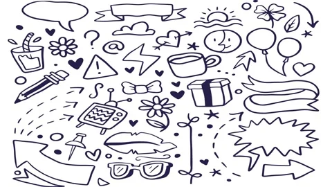 Animated Stickers and Doodles Background. Pattern Animated Background Vídeos de archivo 305164794