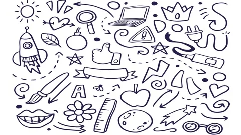 Animated Stickers and Doodles Background. Pattern Animated Background Stock Footage 305164806
