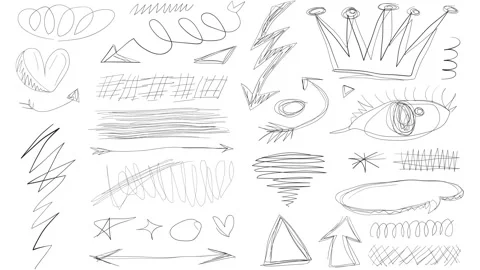 Animated Stickers and Doodles Background. Pattern Animated Background Stock Footage 305164807