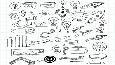 Animated Stickers and Doodles Background. Pattern Animated Background Vídeos de archivo 305164813