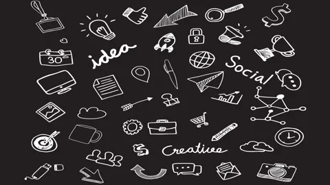 Animated Stickers and Doodles Background. Pattern Animated Background Video stock 305164826