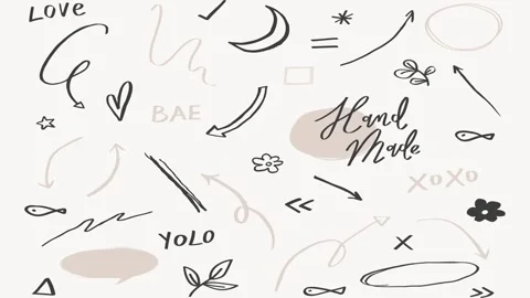 Animated Stickers and Doodles Background. Pattern Animated Background Stock Footage 305164829