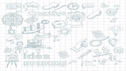 Animated Stickers and Doodles Background. Pattern Animated Background Video stock 305164831