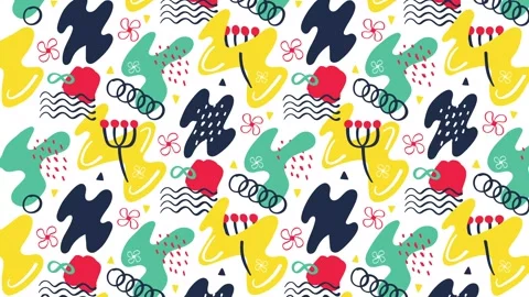 Animated Stickers and Doodles Background. Pattern Animated Background Stock Footage 305164835