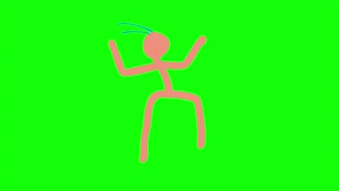 Animated Stickman Dancing on Green Screen Stock Footage