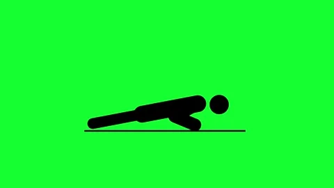 Animated stickman doing push up exercise loop on green screen and black bac.. Stock-Footage 340347450