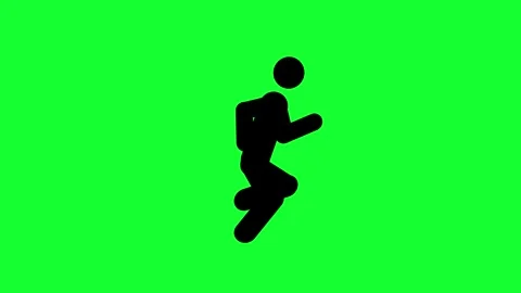 Animated stickman running in place loop on green screen and black backgroun.. Stock Footage 340347410