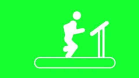 Animated stickman running on a treadmill loop on green screen background fo.. Stock Footage 340347496