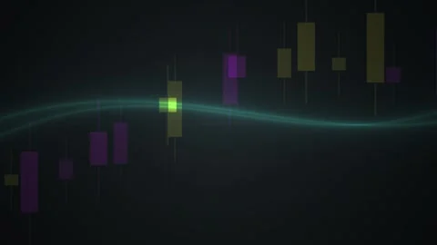 Animated stock market candlestick chart showing financial trading data and .. Stock Footage 346356544