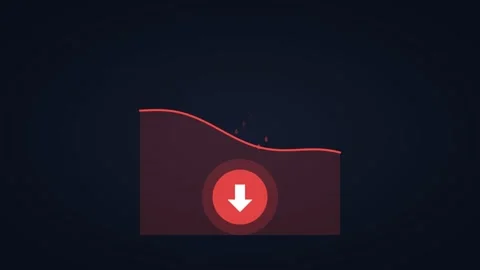 Animated stock ticker falling with down arrow, horizontal 16:9 seamless loop HD Stock Footage 345161369