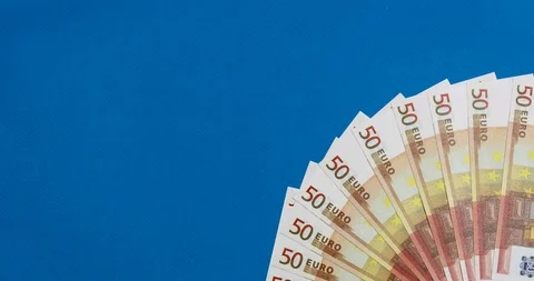 Animated stop motion. Euro stacked fan on a colored background. Stock Footage 122932514