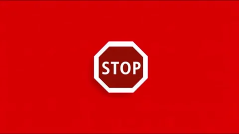Animated stop sign on red background with moving shadow effect Stock Footage 315127333