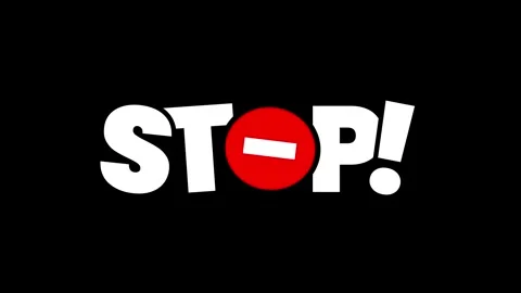 Animated Stop Text and Forbidden Icon. Suitable for education content Stock Footage 336165065
