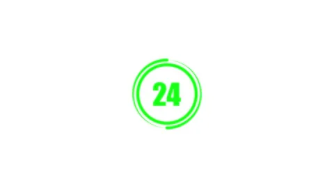 Animated stopwatch 24 hours icon on background.All day cyclic icon. 24 hour.. Video stock 336549600