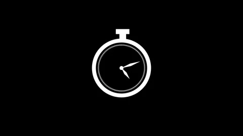 Animated stopwatch shows time passing with moving hands on black background.. Stock Footage 331571975