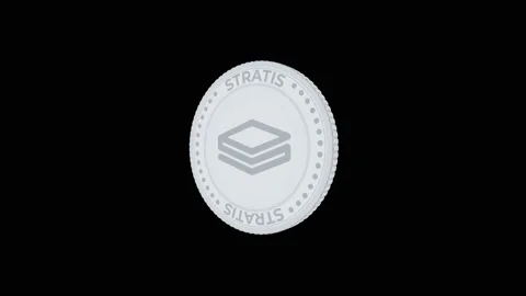 Animated stratis cryptocurrency silver coin on black and green background. 4k Stock Footage 157782780