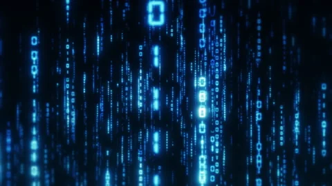 Animated stream of one and zero digits blue background screen Stock Footage 278674051