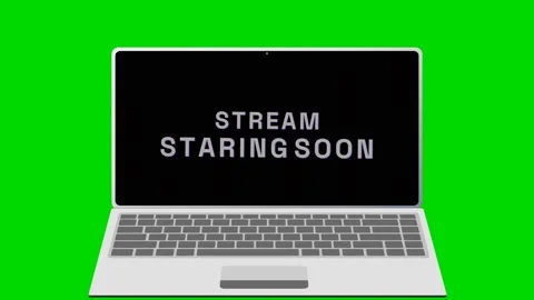 Animated Stream Starting Soon Glitch Text on Laptop Screen 4K Video stock 336826336