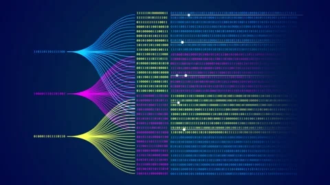Animated streams of digital numbers form an AI data visualization concept,  Video stock 330585246