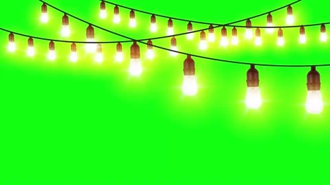 Animated String Lights Green Background Stock Footage 166624712