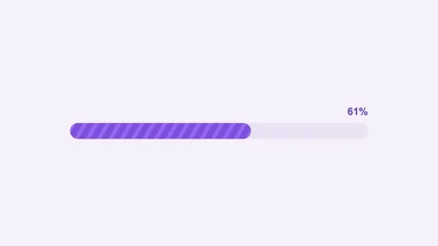 Animated striped progress bar filling to 100 percent, violet Видео 342594698