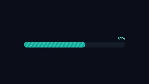 Animated striped progress bar filling to 100 percent, dark teal Vídeos de archivo 342594723